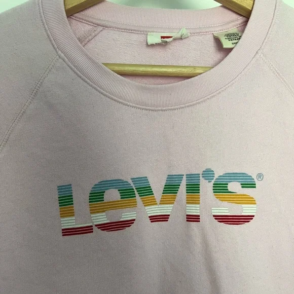 Levi’s: Logo Semi Crop Baby Pink Sweatshirt: Size Small - Picture 2 of 7